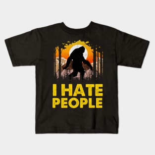 Cute & Funny I Hate People Bigfoot Pun Nature Kids T-Shirt